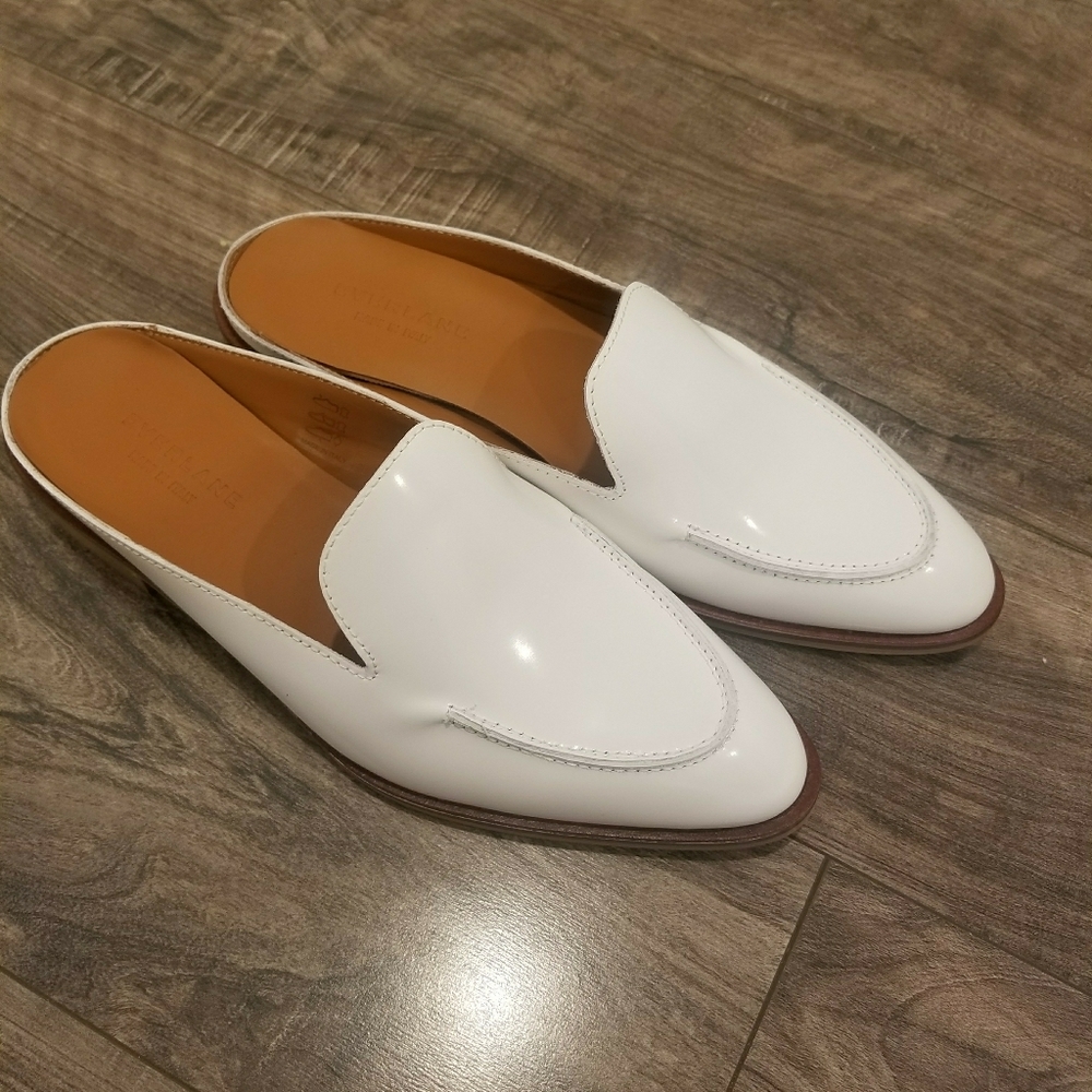White Everlane Loafer Mule